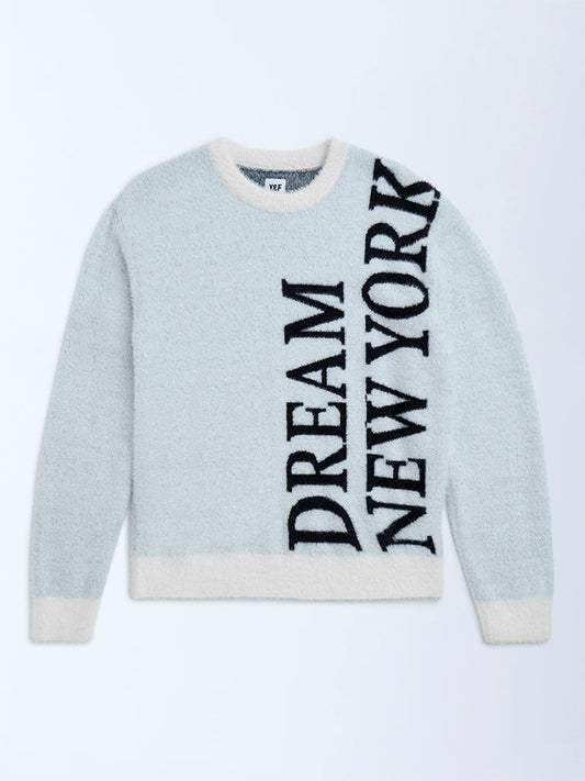 Y&F Kids Light Grey Text Detailed Sweater