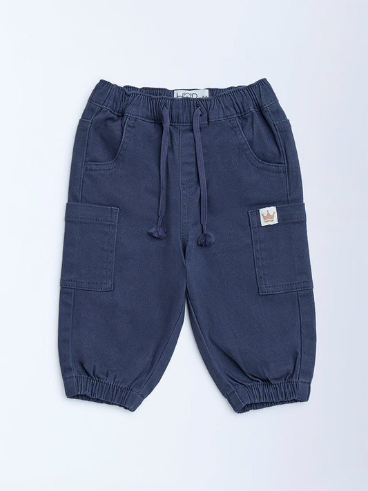 HOP Baby Navy Mid-Rise Cotton-Blend Joggers