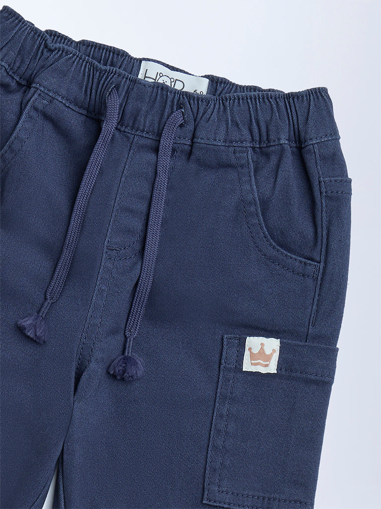 HOP Baby Navy Mid-Rise Cotton-Blend Joggers
