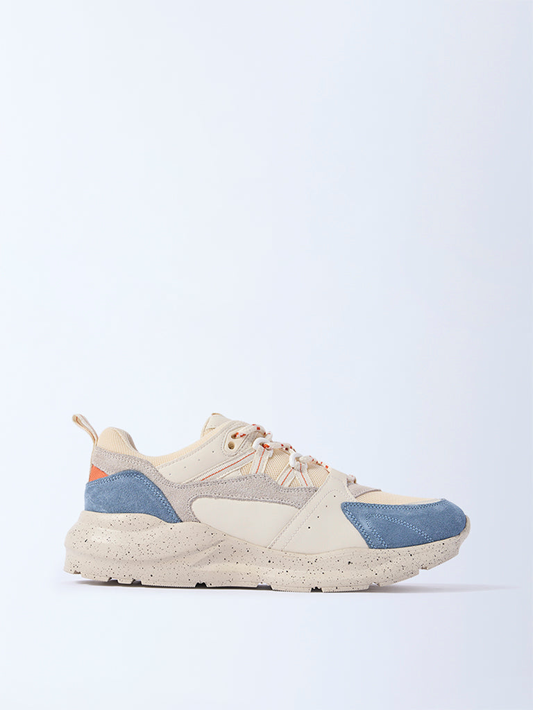 LUNA BLU Ivory Colour-Blocked Lace-Up Sneakers