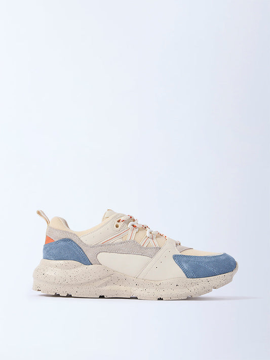 LUNA BLU Ivory Colour-Blocked Lace-Up Sneakers