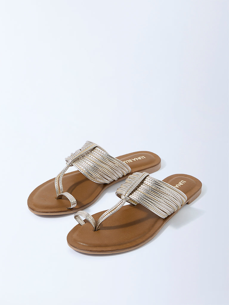LUNA BLU Gold Toe-Ring Kolhapuri Sandals