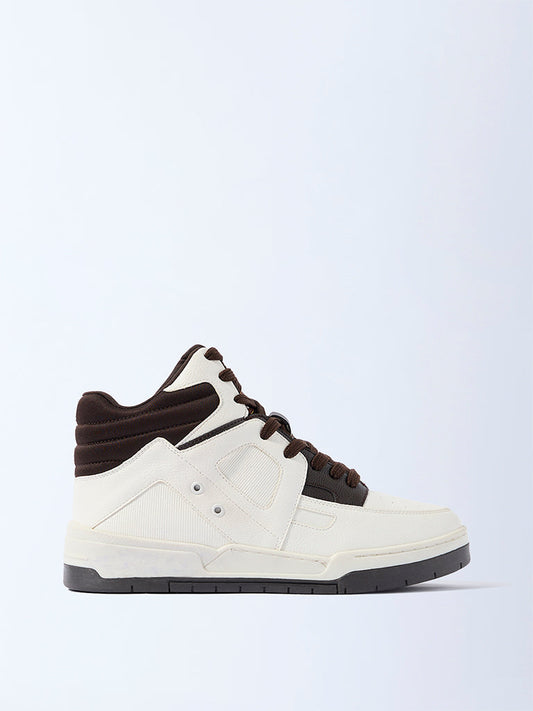 SOLEPLAY Brown Colour-Blocked Perforated Lace-Up Boots