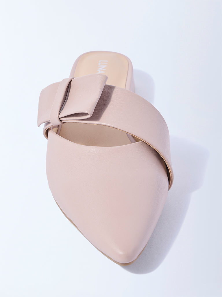 LUNA BLU Blush Pink Pointed-Toe Mules
