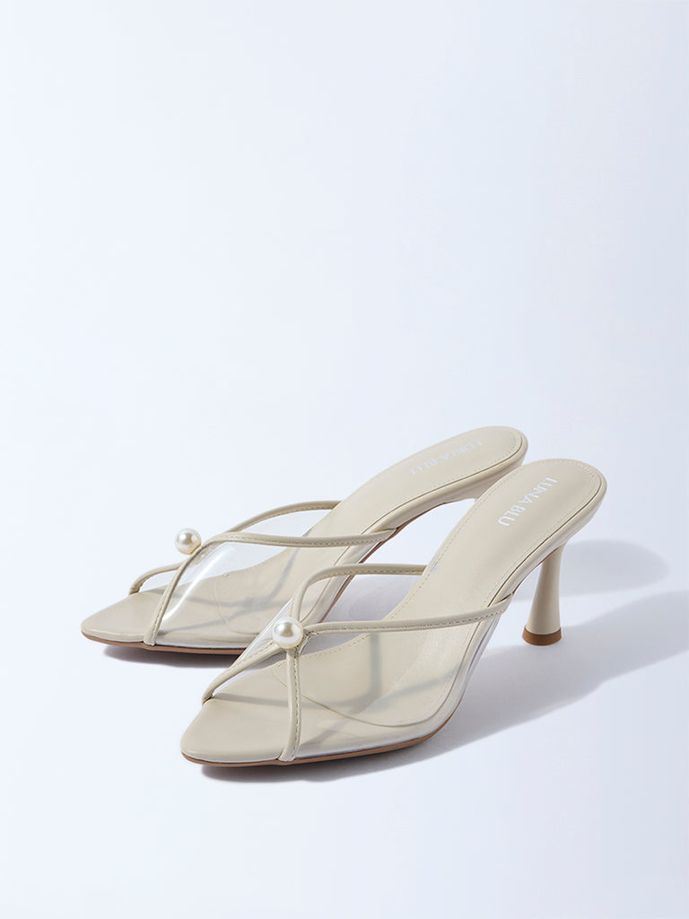 LUNA BLU Ivory Pearl-Detailed Sandals