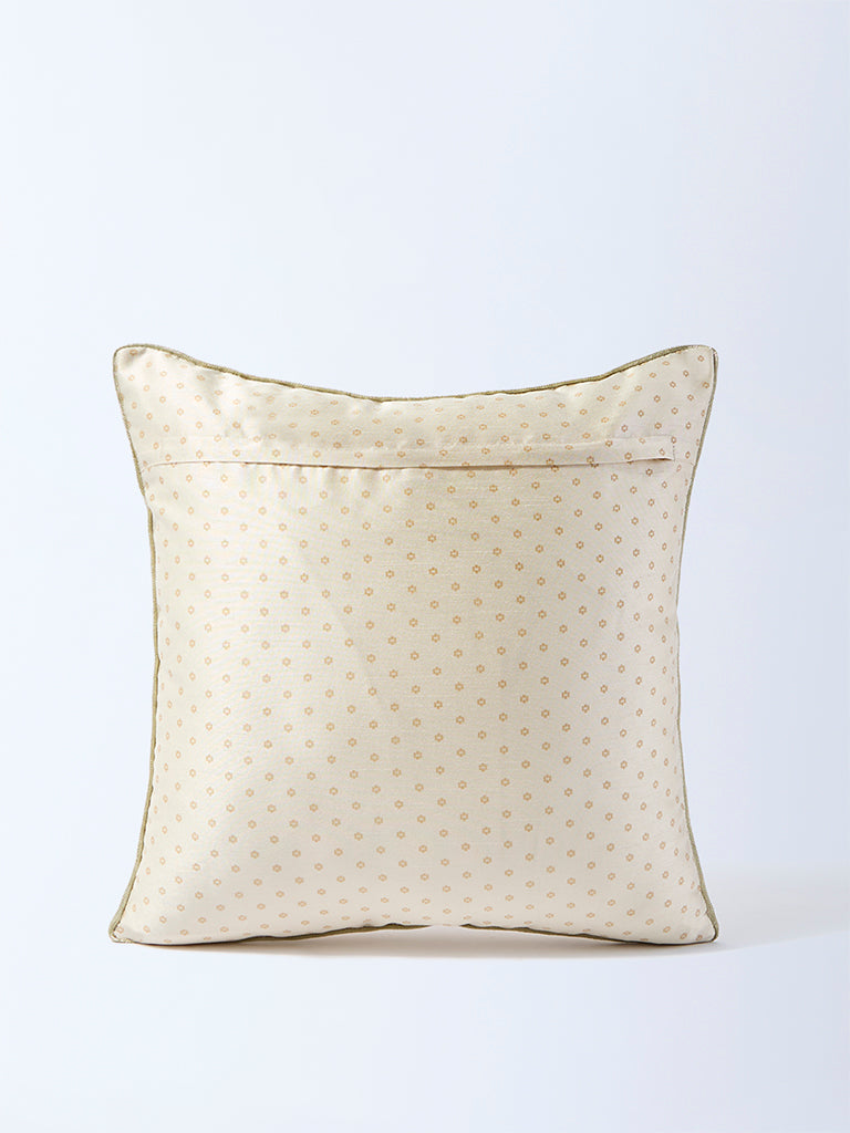 Westside Home Light Brown Floral Embroidered Cushion Cover