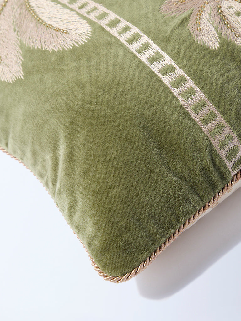 Westside Home Sage Tropical Embroidered Cushion Cover