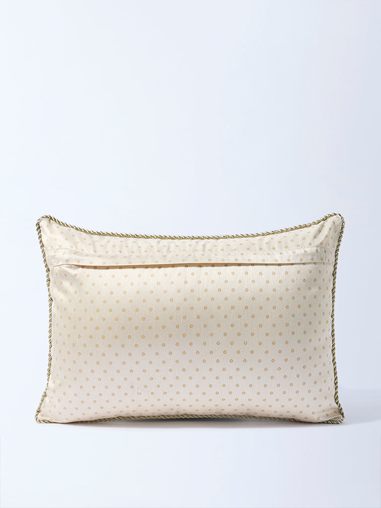 Westside Home Olive Zari Leaf Embroidered Cushion Cover