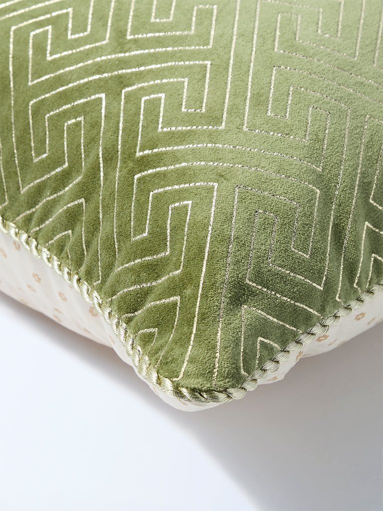 Westside Home Olive Geometric Design Cushion Cover