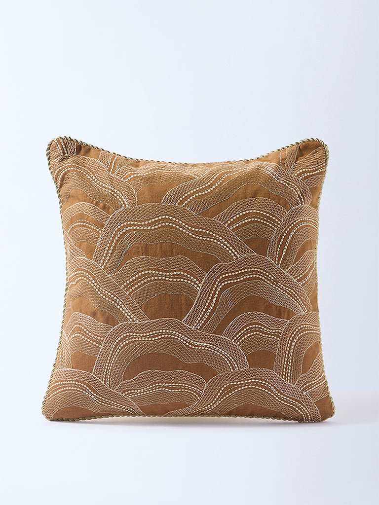 Westside Home Brown Shell Embroidered Cushion Cover