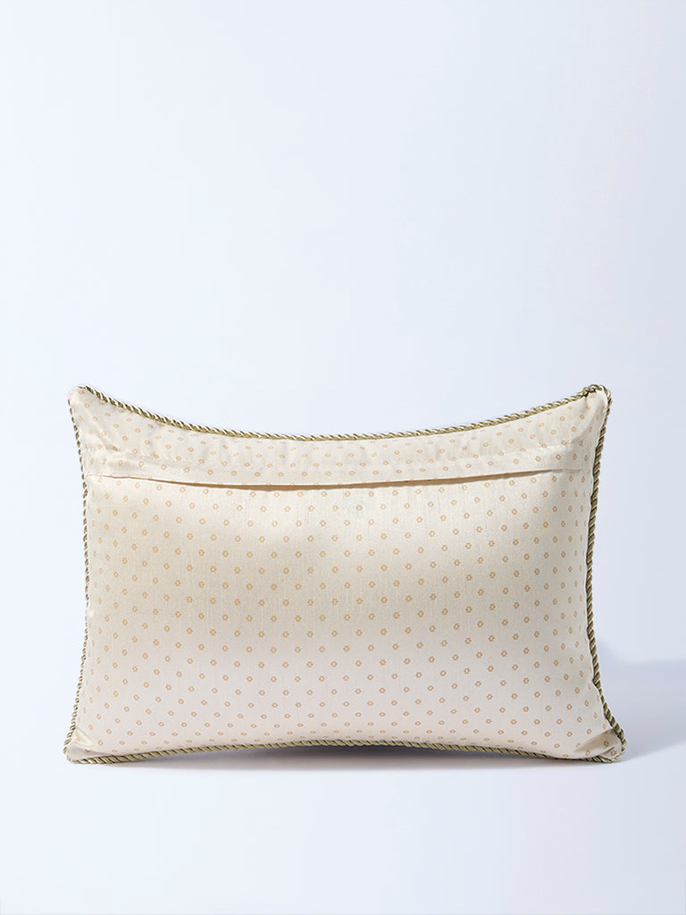 Westside Home Brown Zari Leaf Embroidered Cushion Cover