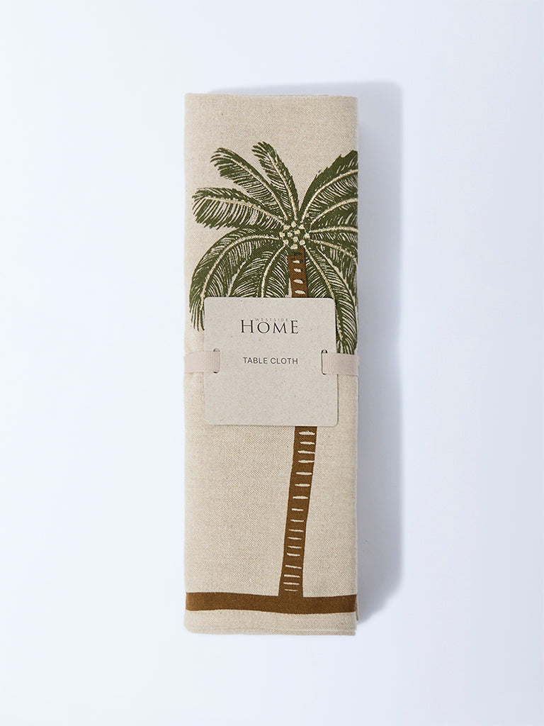 Westside Home Beige Elephant Design Table Cloth