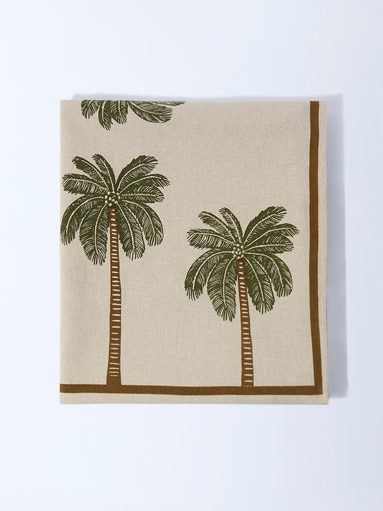 Westside Home Beige Elephant Design Table Cloth