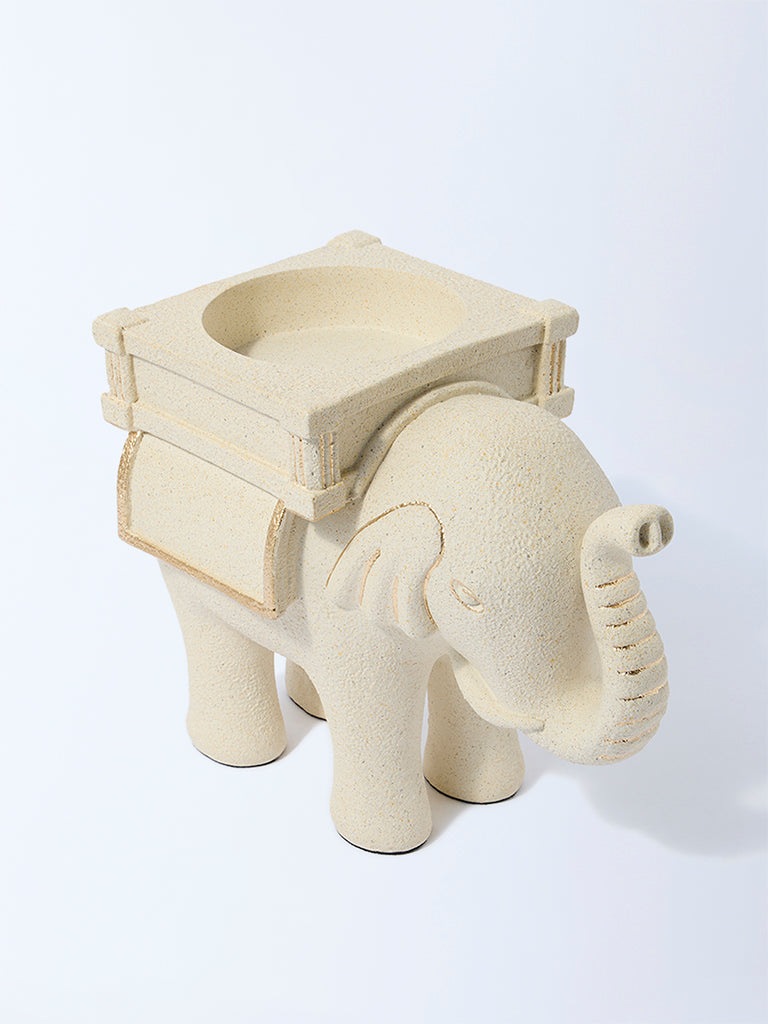 Westside Home Cream Marble Mix Elephant Decorative Object