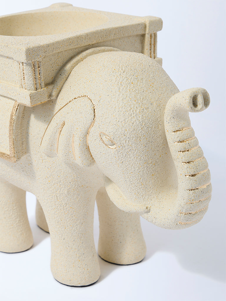Westside Home Cream Marble Mix Elephant Decorative Object