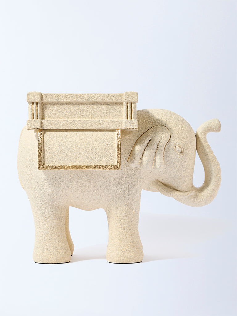 Westside Home Cream Marble Mix Elephant Decorative Object