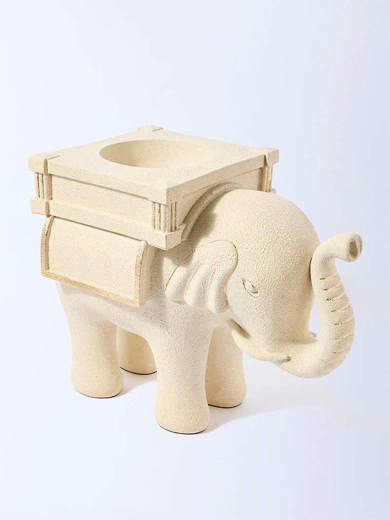 Westside Home Cream Marble Mix Elephant Decorative Object