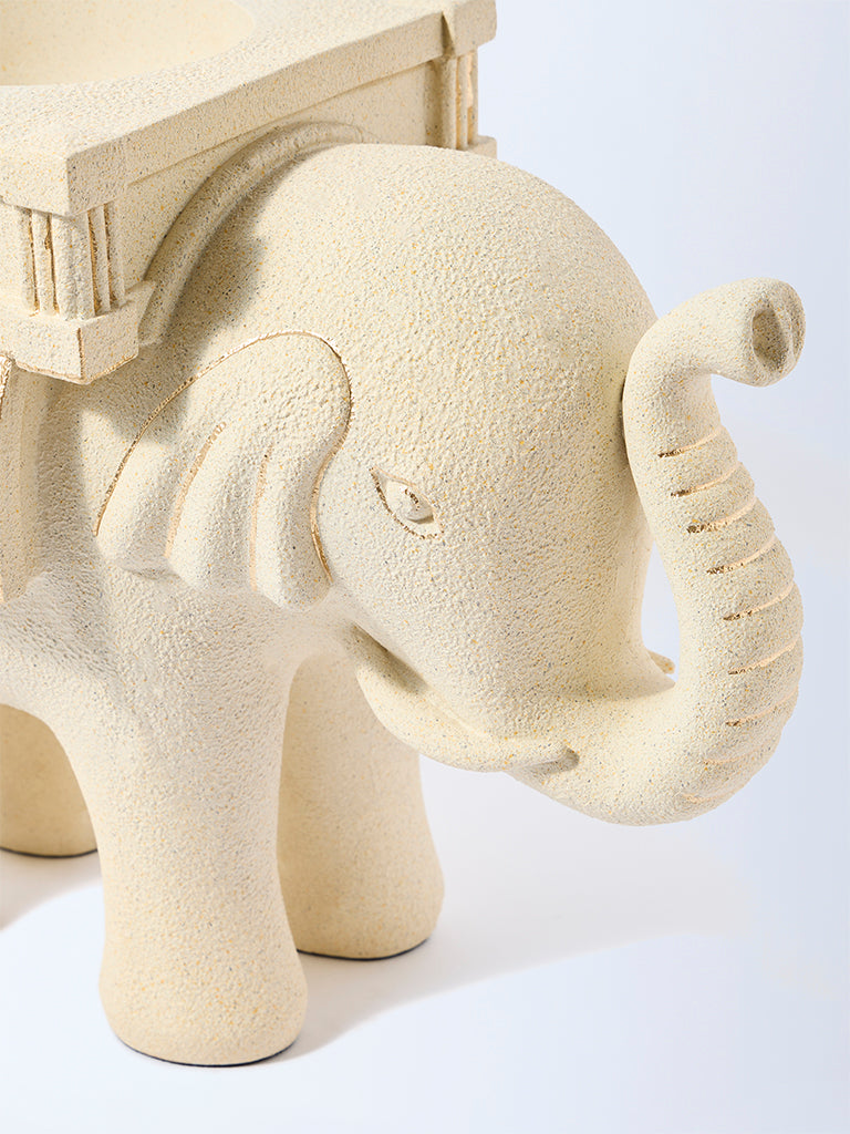 Westside Home Cream Marble Mix Elephant Decorative Object