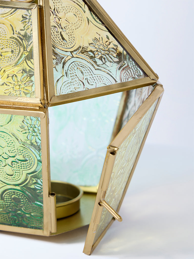 Westside Home Multicolour Hexagonal Glass Lantern