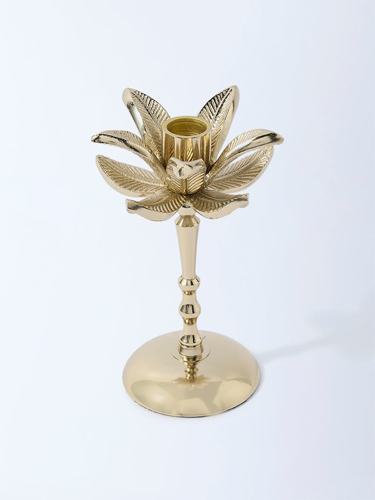 Westside Home Gold Leaf Design Candle Holder