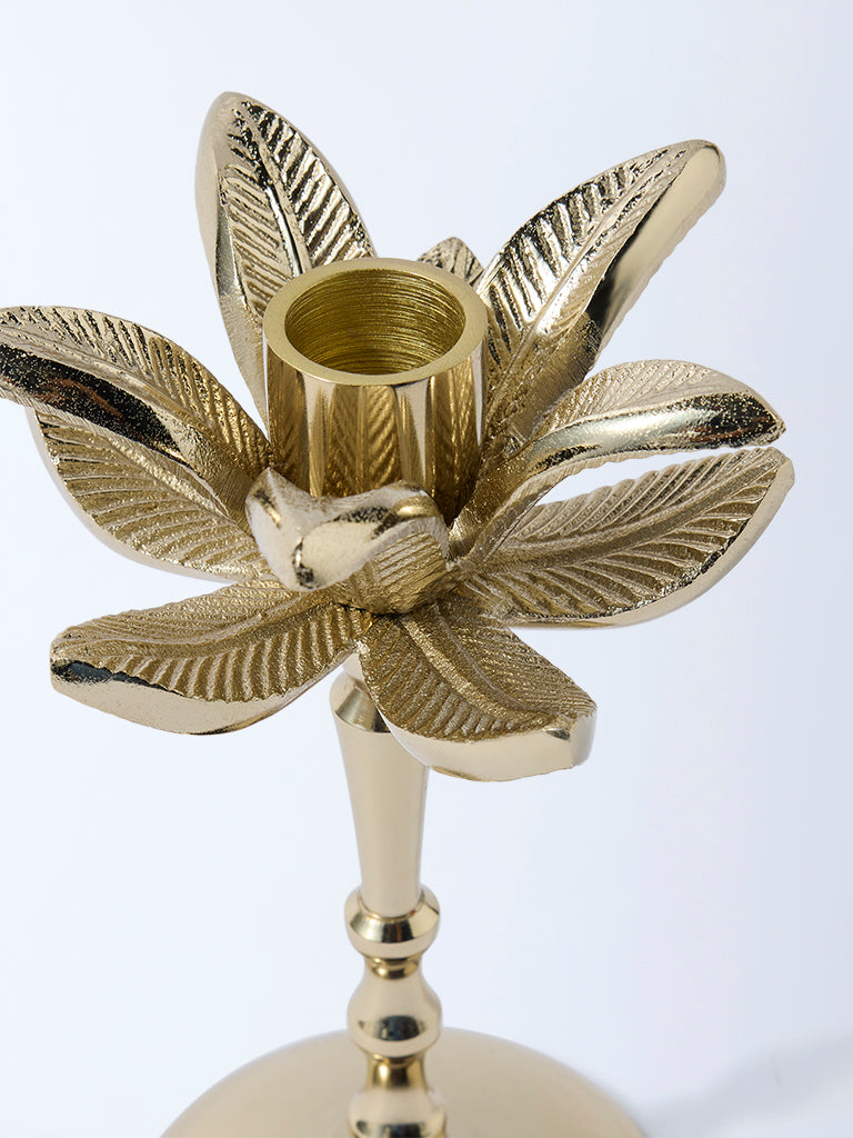 Westside Home Gold Leaf Design Candle Holder