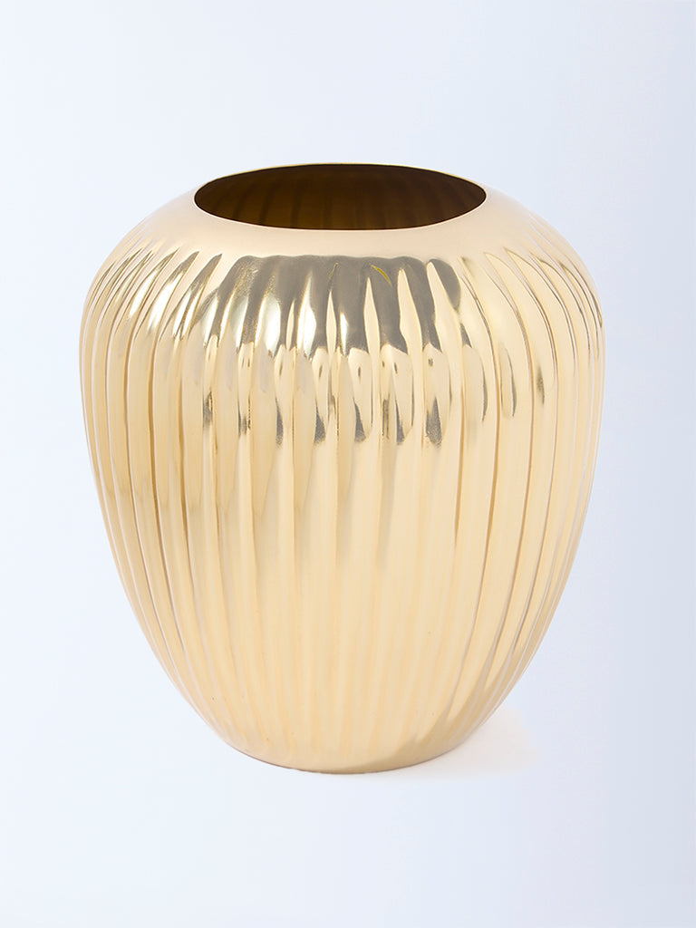 Westside Home Gold Ribbed-Textured Round Vase