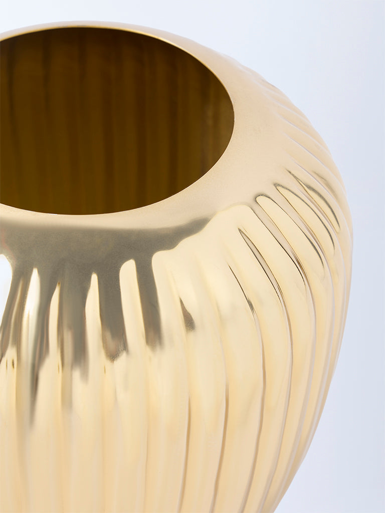Westside Home Gold Ribbed-Textured Round Vase