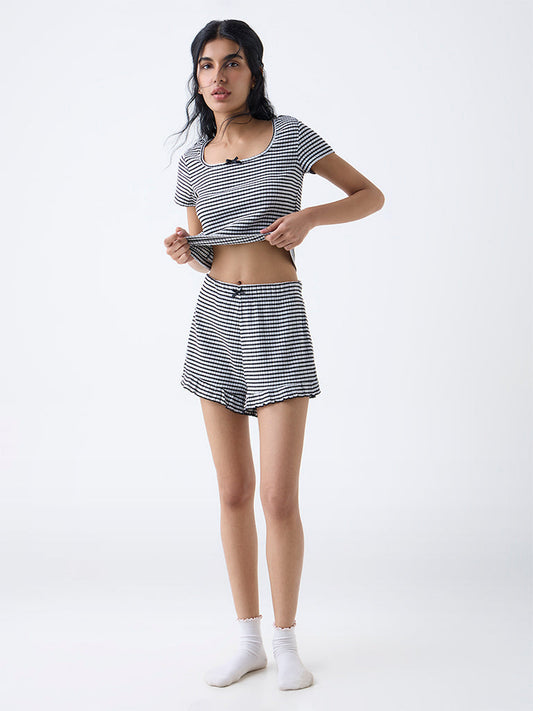 Superstar Black Gingham Checkered High-Rise Shorts