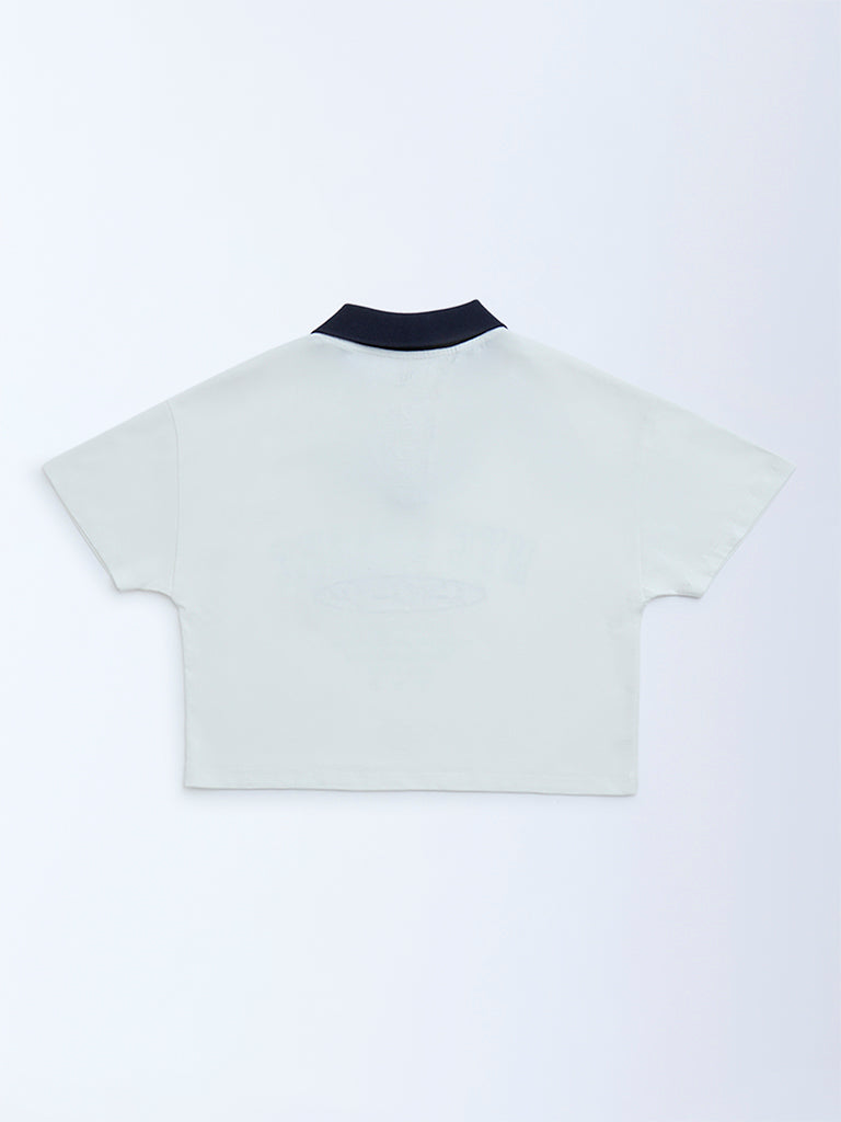 Y&F Kids White Text Detailed Cotton T-Shirt