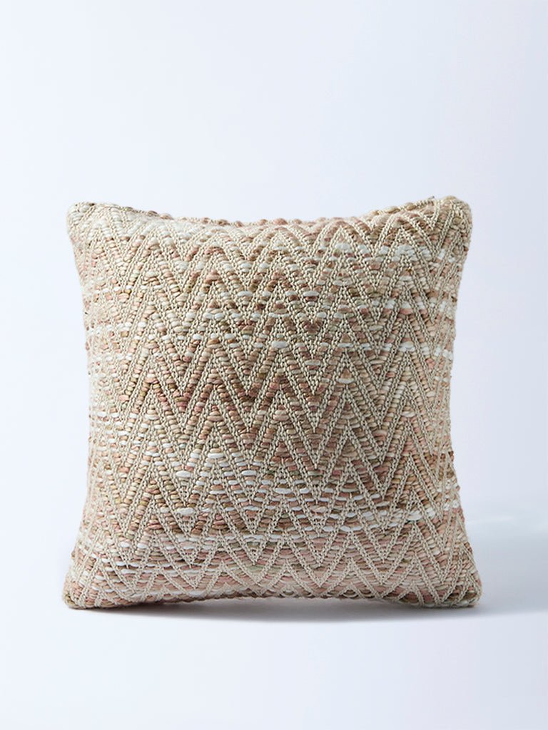 Westside Home Beige Chevron Textured Cushion Cover