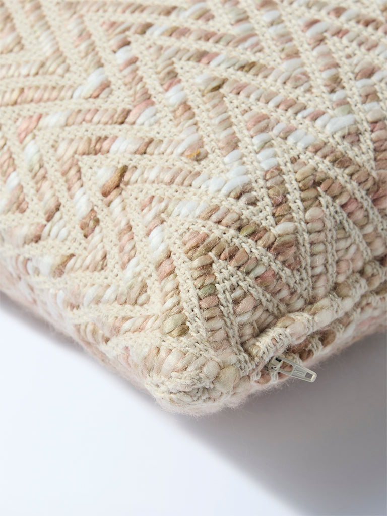 Westside Home Beige Chevron Textured Cushion Cover