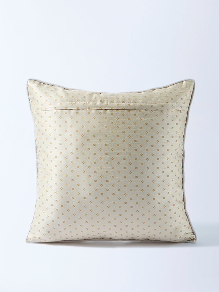 Westside Home Beige Floral Embroidered Cushion Cover
