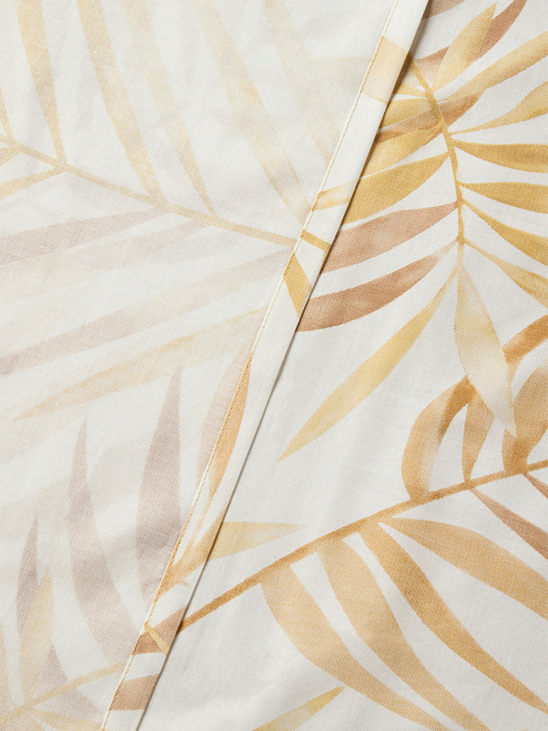 Westside Home Mustard Leaf Printed King Bed Sheet Set