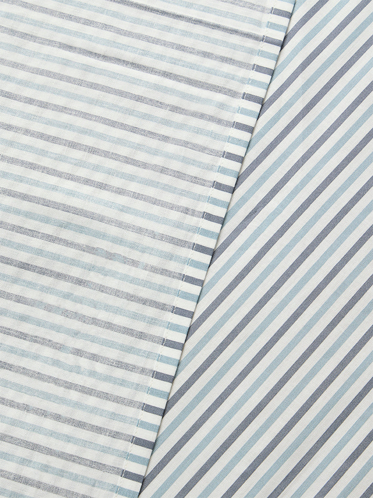 Westside Home Dusty Blue Stripe Pattern Queen Bed Sheet Set