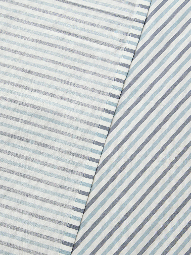 Westside Home Dusty Blue Stripe Pattern King Bed Sheet Set