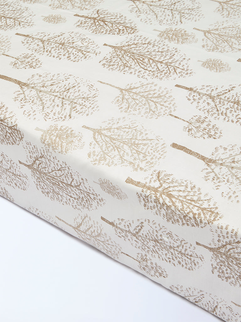 Westside Home Beige Foliage Detailed King Bed Sheet Set