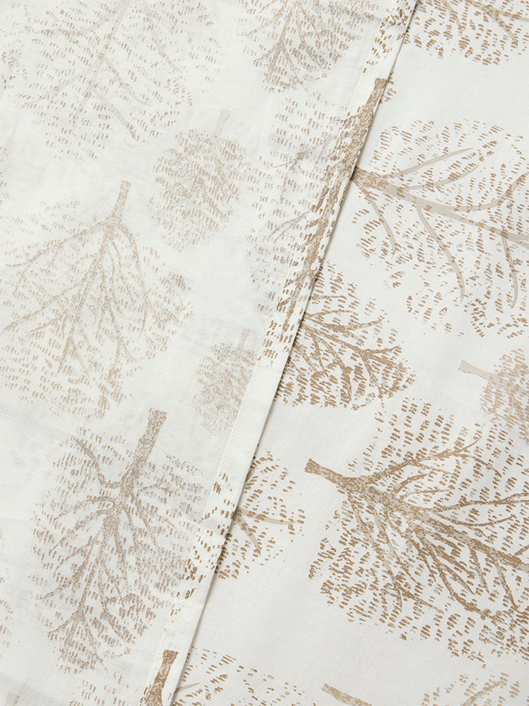 Westside Home Beige Foliage Detailed King Bed Sheet Set