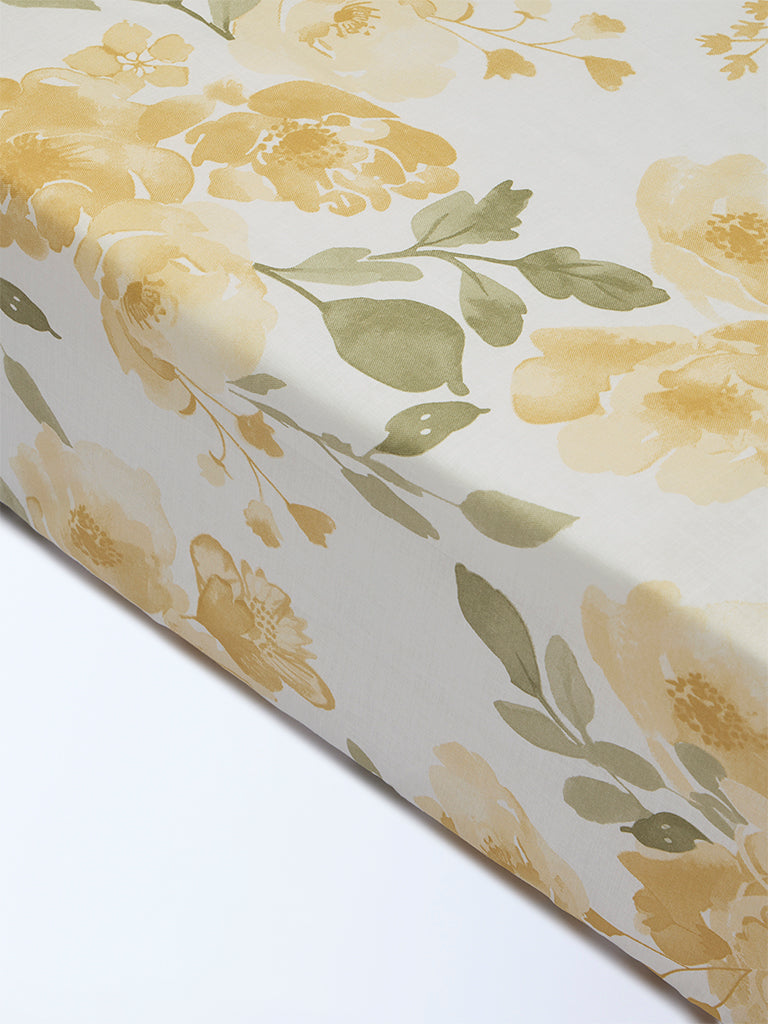 Westside Home Mustard Floral Pattern King Bed Sheet Set