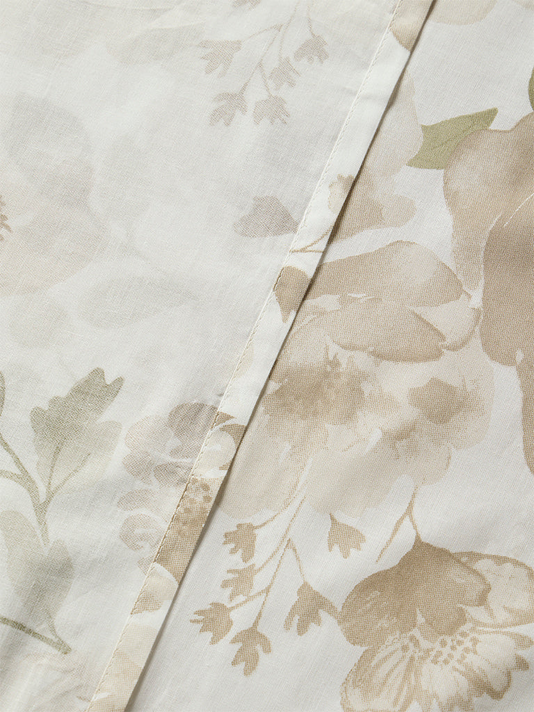 Westside Home Brown Floral Design Queen Bed Sheet Set