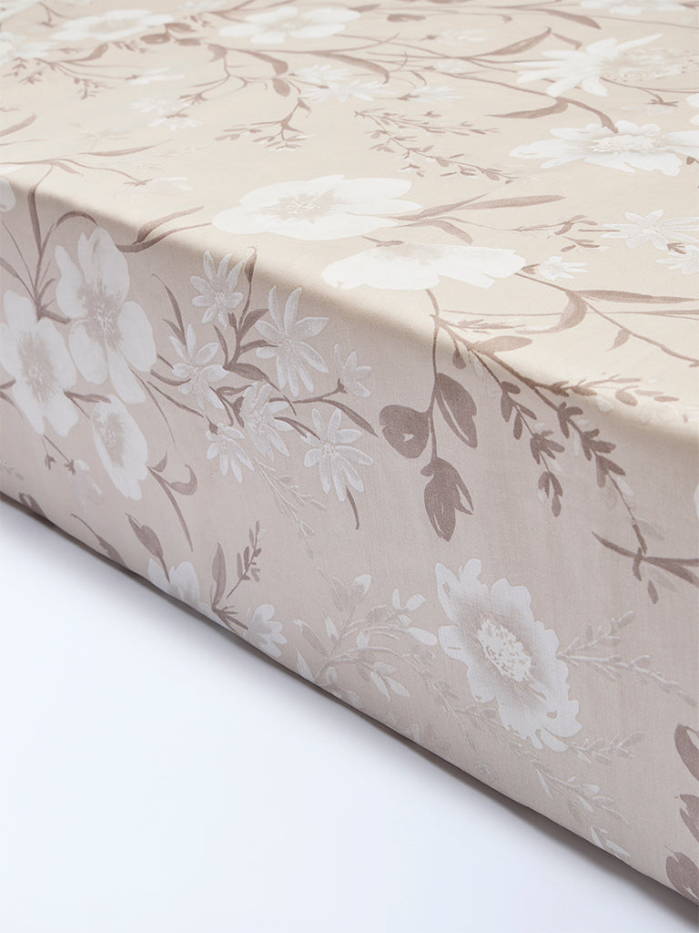 Westside Home Dark Brown Botanical Design King Bed Sheet Set