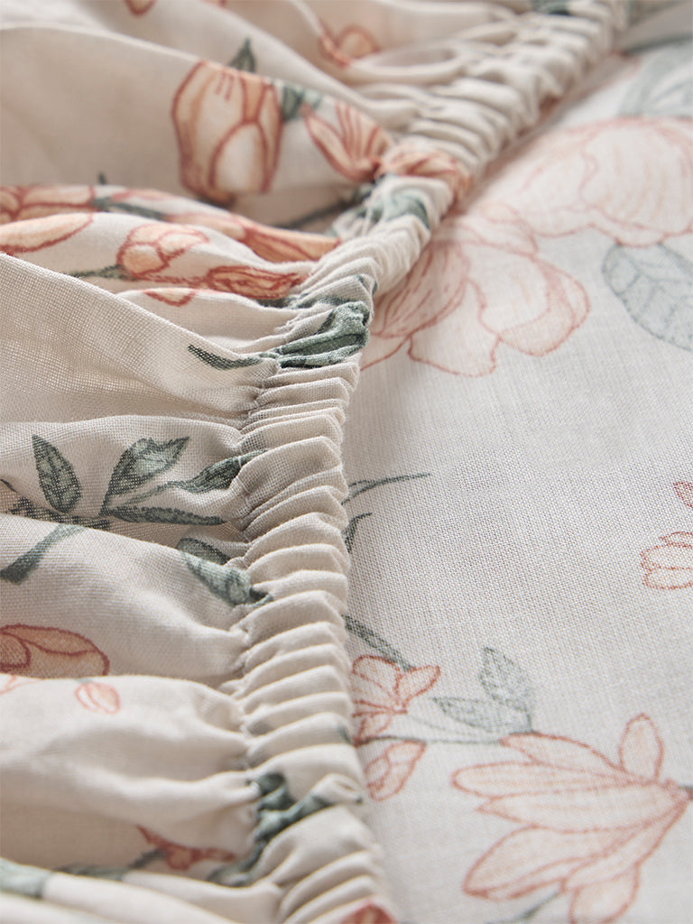 Westside Home Orange Botanical Design King Bed Sheet Set