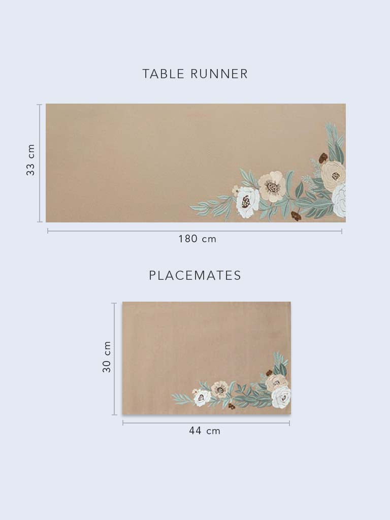 Westside Home Dark Brown Floral Embroidered Placemat (Set of 4)