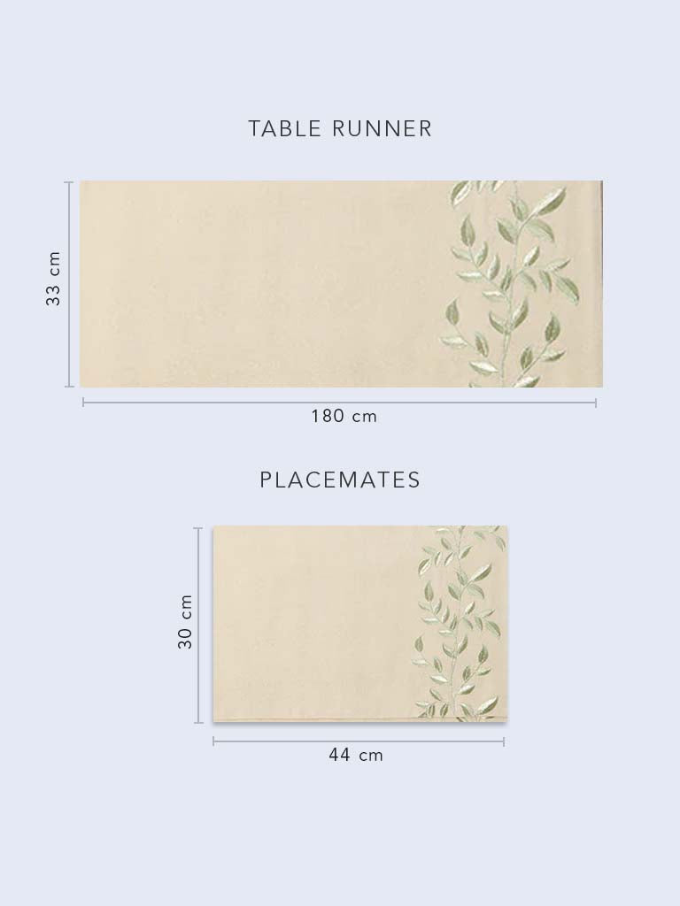 Westside Home Gold Zari Leaf Embroidered Table Runner