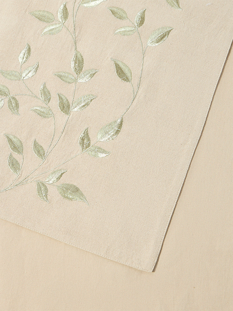 Westside Home Gold Zari Leaf Embroidered Table Runner