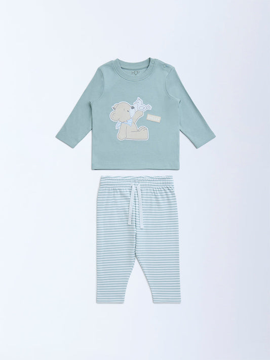 HOP Baby Sage Cotton T-Shirt with Pants Set