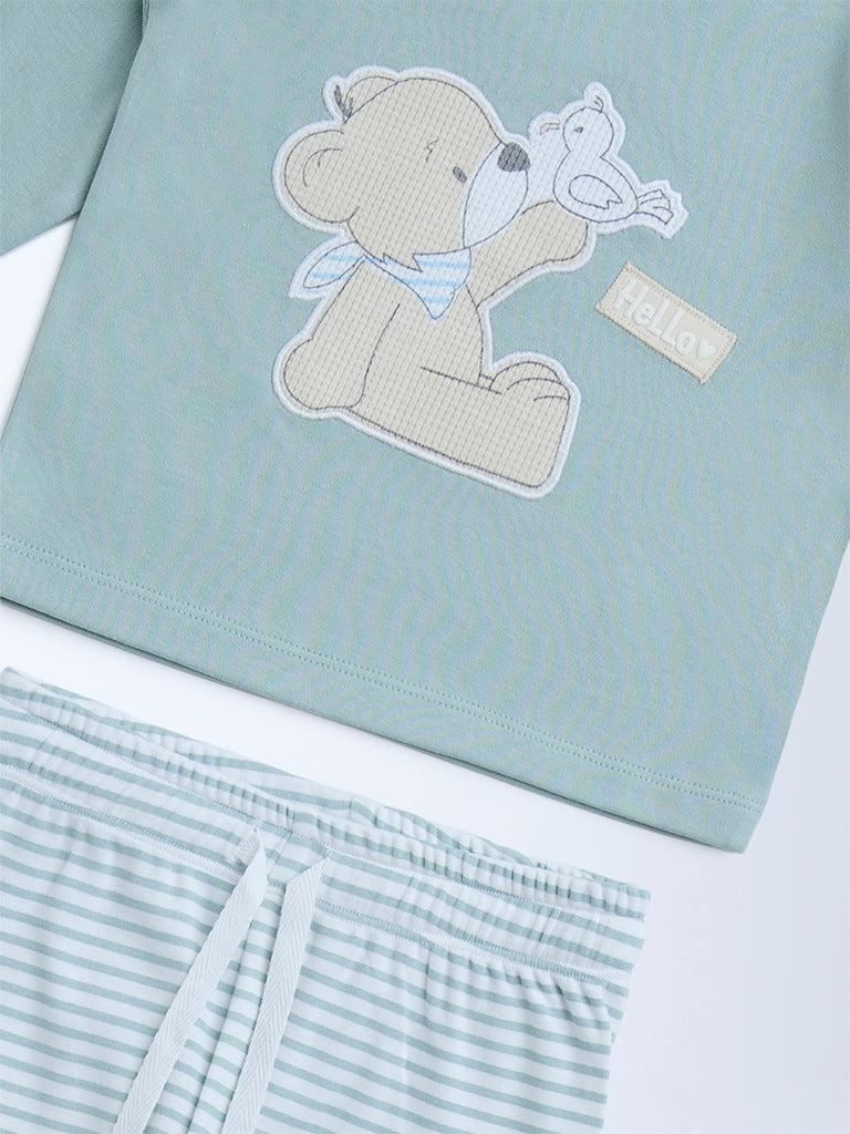 HOP Baby Sage Cotton T-Shirt with Pants Set