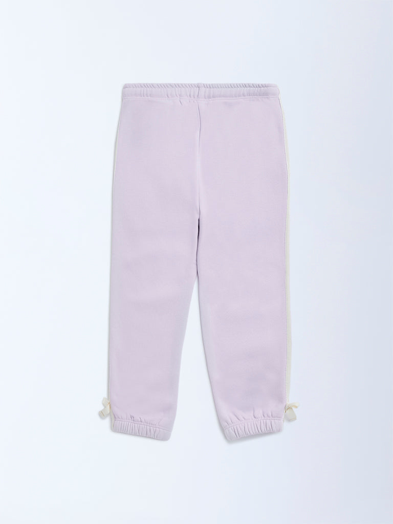 HOP Kids Lilac High-Rise Cotton-Blend Joggers