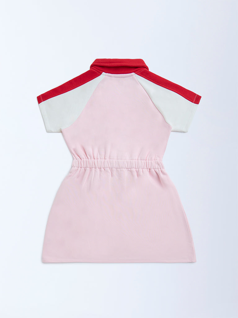 HOP Kids Light Pink Cotton-Blend T-Shirt Dress