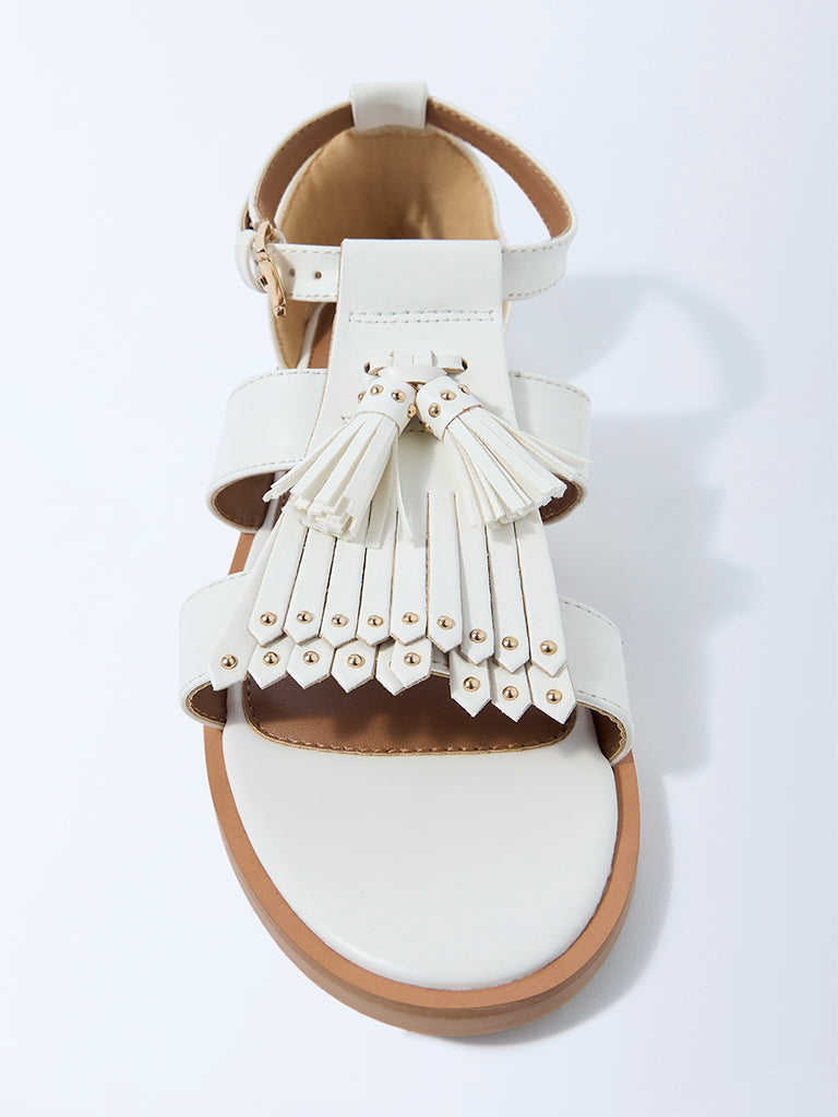 LUNA BLU White Tassel-Detailed Sandals