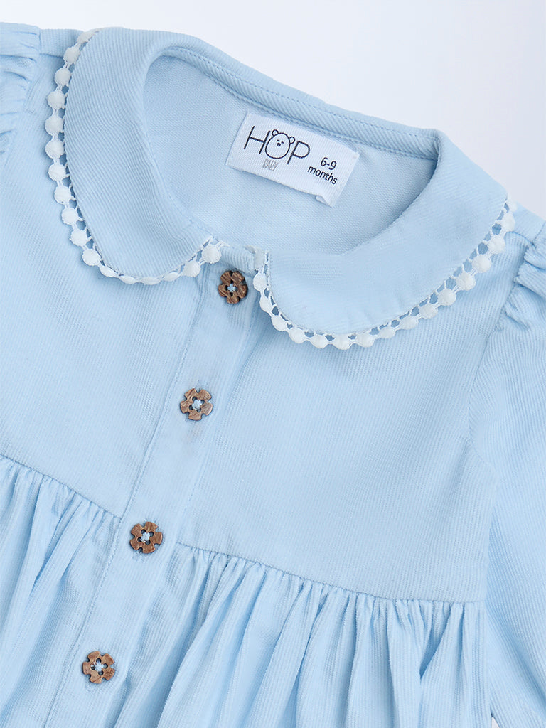HOP Baby Blue Cotton A-Line Dress
